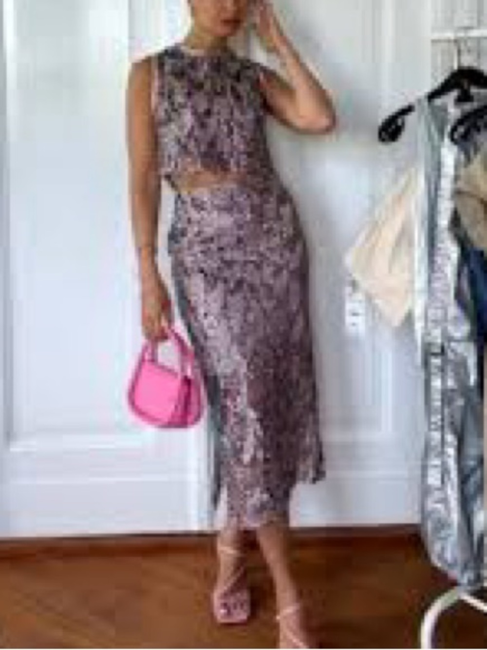 Zara Lavender Sequined Embellished Pencil Skirt - Picture 5 of 9